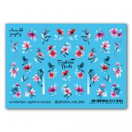 Слайдер дизайн для ногтей "Аэрография. Цветы и птицы" FASHION NAILS