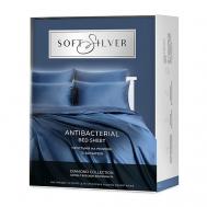 Антибактериальная простыня на резинке Antibacterial Bedsheet, 180х200х30 см. Цвет: «Круиз» (синий), коллекция Diamond SOFT SILVER