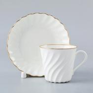 Чашка с блюдцем кофейная  "Золотой кантик" Императорский фарфоровый завод