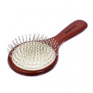 Расческа деревянная, массажная, 19,5х9,5х3,5 см, "круг", с металлическими зубчиками Банные Штучки