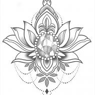 Временная переводная татуировка под грудь - Лотос PRINT FACTORY