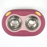 Миска металлическая двойная на пластиковом основании Пижон