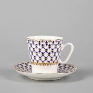 Чашка с блюдцем для эспрессо  "Кобальтовая сетка" Императорский фарфоровый завод