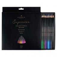 Цветные карандаши набор Superior, 24 цвета soft touch с золотом LOREX