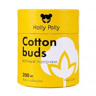 Ватные палочки бамбуковые косметические, розовые Holly Polly