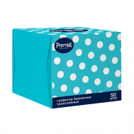 Салфетки бумажные трехслойные белые в коробке нон-стоп Premial