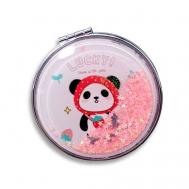 Зеркало складное "Lucky panda strawberry pink" с увеличением iLikeGift
