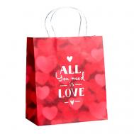 Пакет подарочный крафт «All you need is love» Дарите счастье