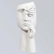 Ваза для сухоцветов из гипса Лицо с цветком для декора дома SHE STYLE