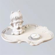 Подарочный набор из гипса статуэтка Ангелочек с чайной свечей на подставке SHE STYLE