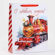 Пакет ламинированный вертикальный "Новогодний поезд" Дарите счастье