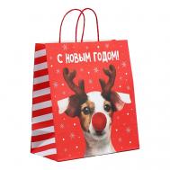 Пакет подарочный новогодний крафтовый «Олень ты» Дарите счастье