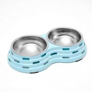 Миска металлическая двойная на пластиковом основании Пижон