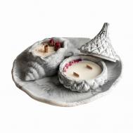 Подарочный набор из гипса ароматические свечи шкатулка и ракушка на подставке SHE STYLE