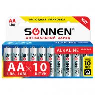 Батарейки Alkaline, АА (LR6, 15А) пальчиковые Sonnen