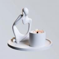 Статуэтка с арома свечей на подставке подарочный набор из гипса для декора дома SHE STYLE