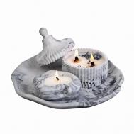 Подарочный набор из гипса ароматические свечи шкатулка и камень на подставке SHE STYLE