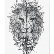 Переводная Временная Татуировка Лев и Лилии PRINT FACTORY