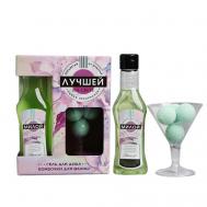 Набор "Лучшей на свете" гель для душа, аромат мартини, бокал с бомбочками для ванны Чистое счастье