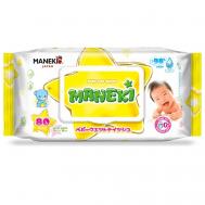 Салфетки влажные детские с экстрактом ромашки и алоэ вера Maneki