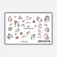 Слайдер дизайн Фольгированная Аэрография "Единороги" gold Freedecor