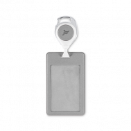 Карман для бейджа из экокожи, вертикальный с рулеткой и клипсой Flexpocket