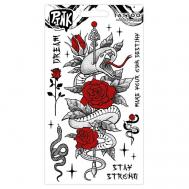 Наклейки-тату переводные Змея и роза P.INK