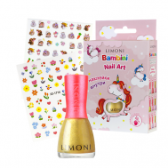 Лак для ногтей детский на водной основе Bambini + наклейки Limoni