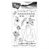 Наклейки-тату переводные Девушка с цветами P.INK