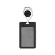 Карман для бейджа из экокожи, вертикальный с рулеткой и клипсой Flexpocket