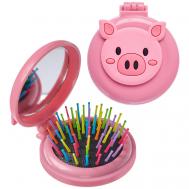 Складная расческа для волос с зеркалом "ПОРОСЕНОК" BRADEX