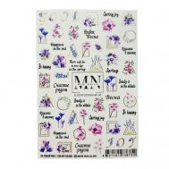 Слайдеры для ногтей на любой фон Фиолетовый цветы весна MIW NAILS