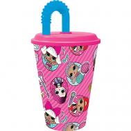 Стакан пластиковый с соломинкой и крышкой (спортивный, 430 мл). LOL Stor