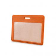 Карман для пропуска, бейджа или проездного из экокожи, горизонтальный Flexpocket