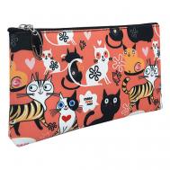 Косметичка женская маленькая плоская из ткани "Котики" ALISSIROSSI