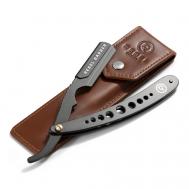 Опасная бритва с кожаным чехлом Predator Black REBEL