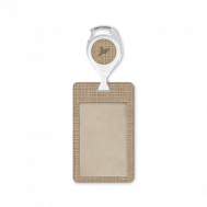 Карман для бейджа из экокожи, вертикальный с рулеткой и клипсой Flexpocket