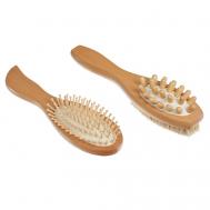 Набор подарочный щётка-массажёр с щетиной кабана, расчёска BRADEX