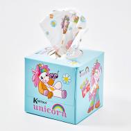 Салфетки бумажные косметические с рисунком "Единорог ХИППИ" 3 слоя KARTIKA