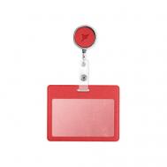 Карман для пропуска или бейджа из экокожи, горизонтальный с рулеткой Flexpocket