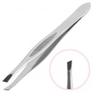 Пинцет для бровей скошенный Steel EVABOND