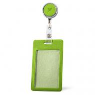 Карман для пропуска или бейджа из экокожи, вертикальный с рулеткой Flexpocket