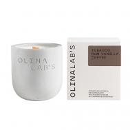 Свеча ароматическая в бетонном стакане Tobacco rum vanilla coffe 200 OLINALAB'S