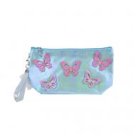 Косметичка бирюзовая с накладными бабочками Lukky