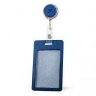 Карман для пропуска или бейджа из экокожи, вертикальный с рулеткой Flexpocket