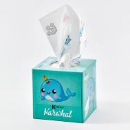 Салфетки бумажные косметические с рисунком "Нарвал" 3 слоя KARTIKA