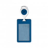 Карман для бейджа из экокожи, вертикальный с рулеткой и клипсой Flexpocket