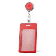 Карман для пропуска или бейджа из экокожи, вертикальный с рулеткой Flexpocket