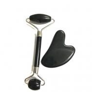 Набор массажер-роллер и гуаша черный агат Snip snap