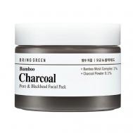 Маска для лица смываемая очищающая поры с бамбуковым углем против акне Bamboo Charcoal Pore & Black Head Facial Pack 100 BRING GREEN